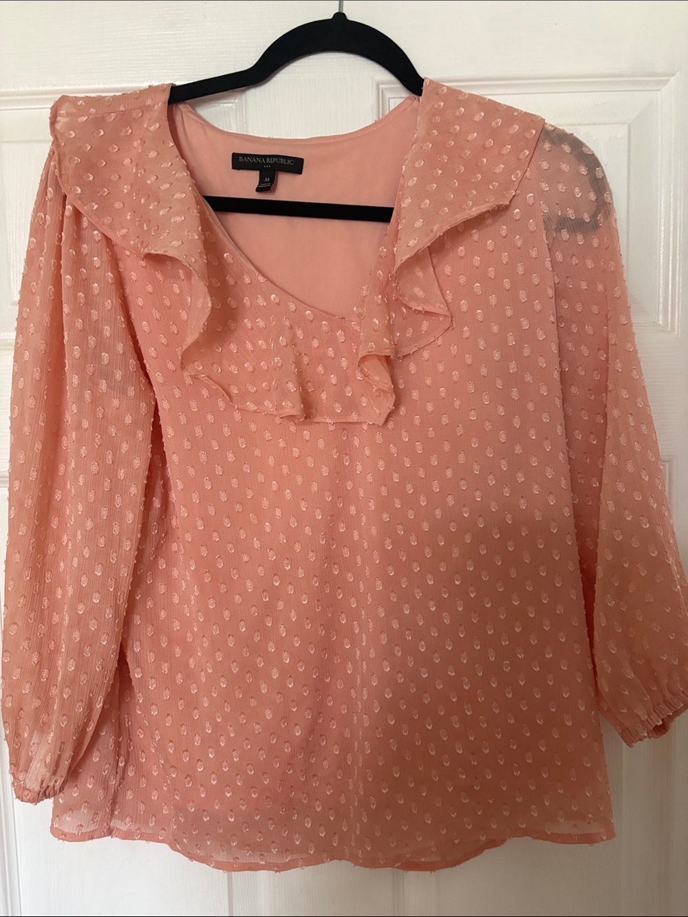 Banana Republic Peached Pink Ruffle Dot Blouse